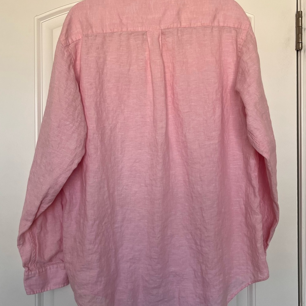 Brooks Brothers Traditional Fit Pink Irish Linen Button-Down Shirt Size Large - Picture 3 of 9